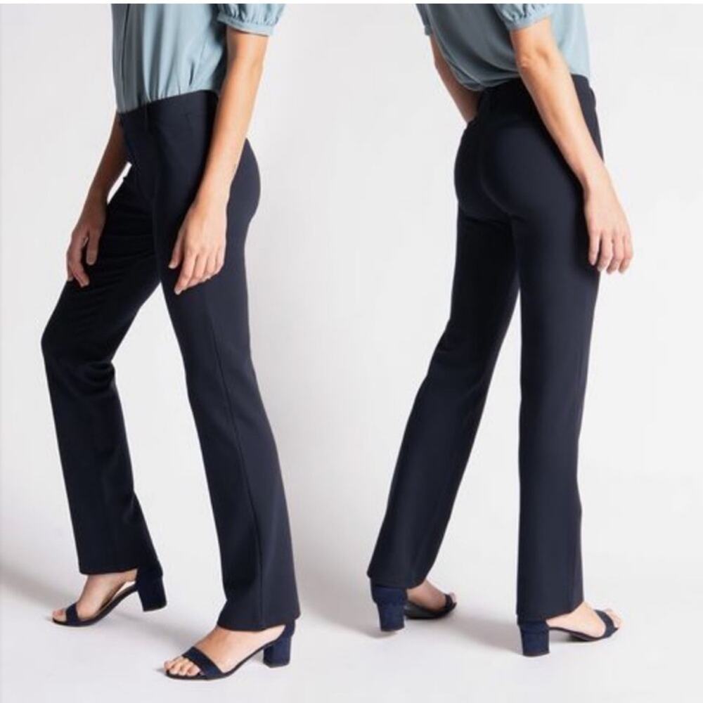 Betabrand Straight-Leg Classic Dress Pant Yoga Pant Navy Med Petite